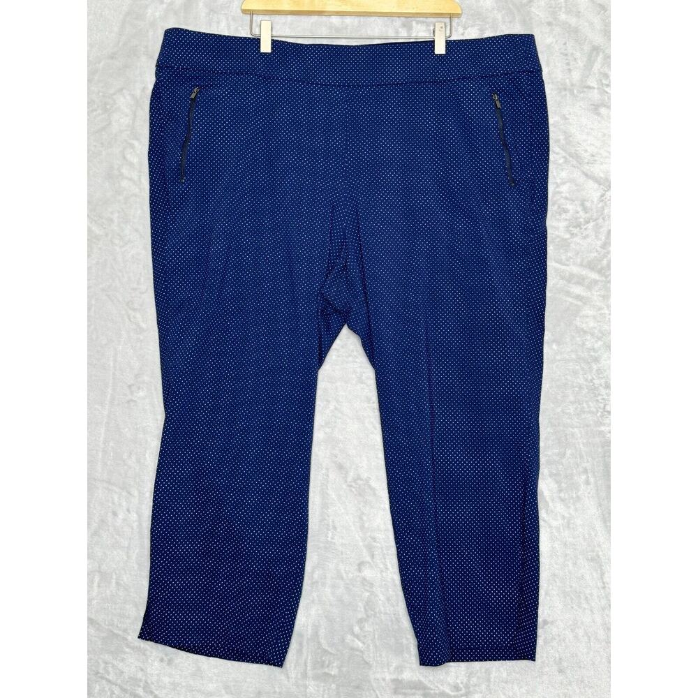 Lane Bryant The Allie Crop Pant Womens 28 Regular Blue White Polka Dot Stretch